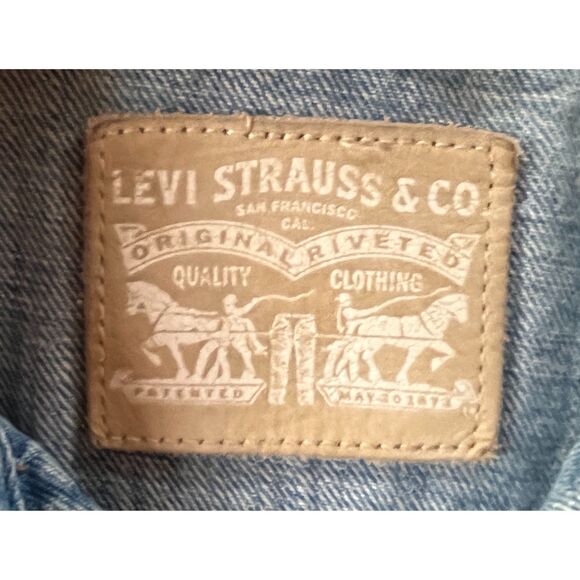 Vintage Levi Strauss Blue Denim Button Up Jacket Coat Top  Women's Size Medium - Picture 4 of 11